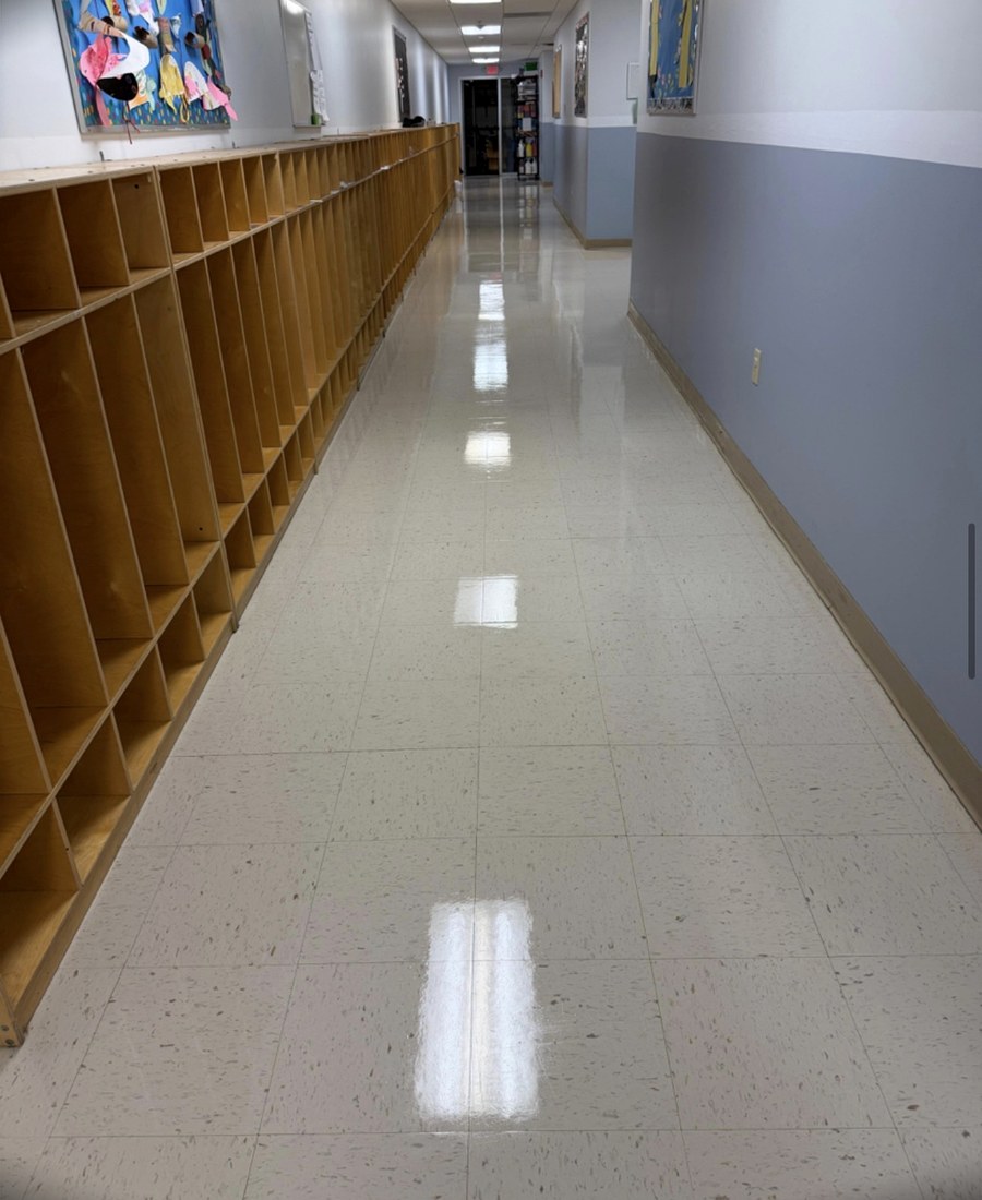 Clean polished commercial floor after MKZ floor care service